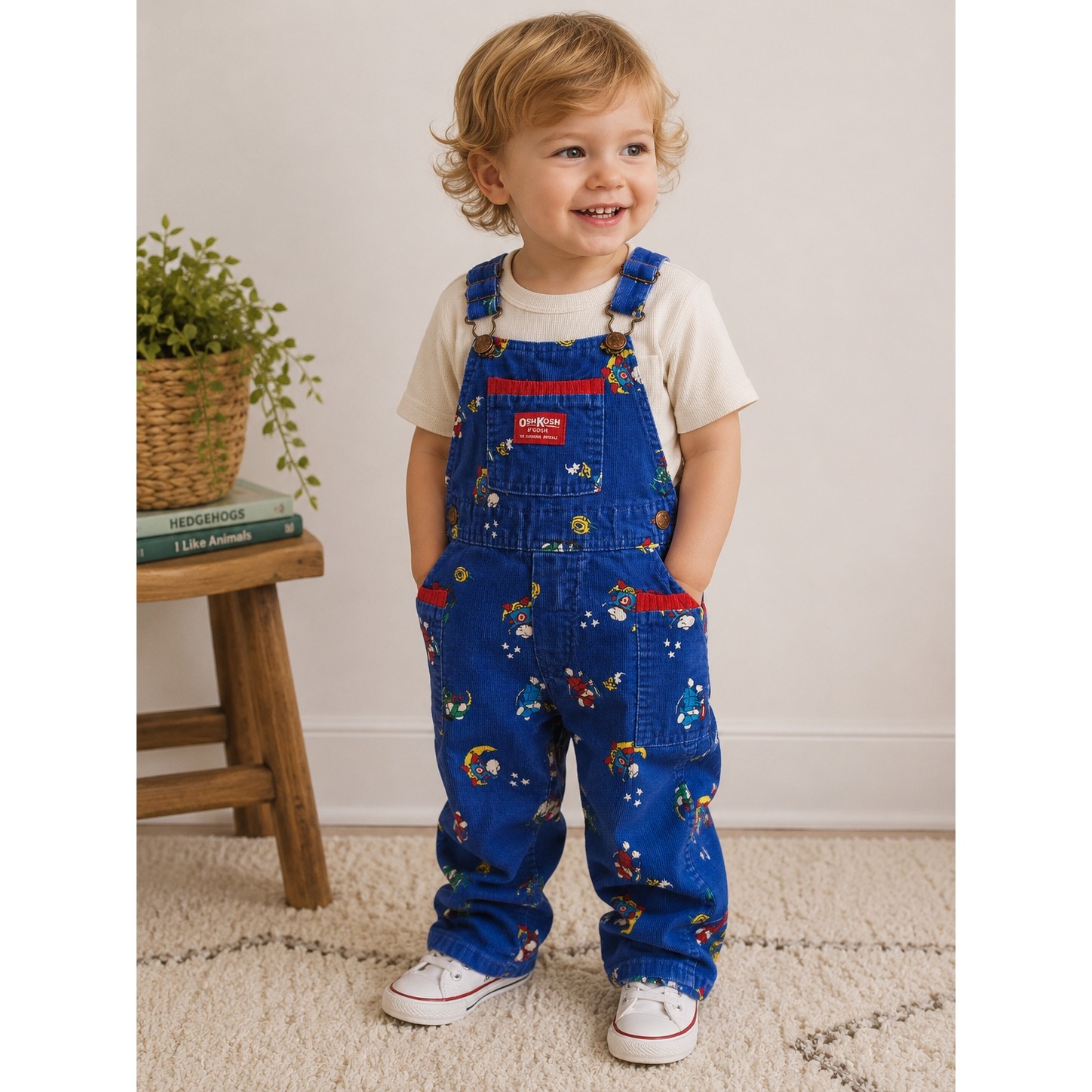 Vintage Oshkosh Vestbak Mouse Detective Corduroy Overalls Toddler 2t Usa